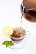 tea with lemon and leaf mint