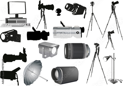 Vektor: set of photo and video equipment set of photo and video equipment