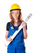 Frau mit Wasserwaage - woman with level