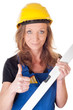 Frau mit Wasserwaage - woman with level