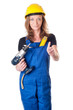 Frau mit Bohremaschine - woman with drill