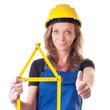 Frau mit Meterstab - woman with measuring meter