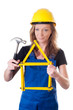 Frau mit Meterstab - woman with measuring meter