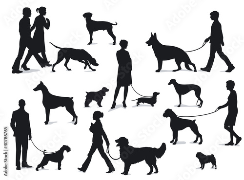Vector: Spazierengehen mit Hunden Spazierengehen mit Hunden