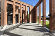 modern bricks house,  patio with columns