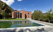 modern bricks house, surrounded by nature
