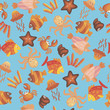 Vector: Marine seamless pattern Marine seamless pattern