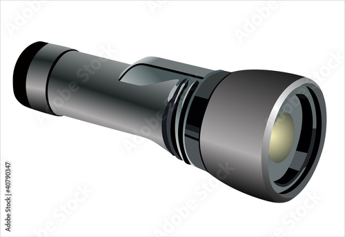 Vektor: black flashlight isolated on white background black flashlight isolated on white background