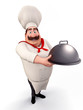 Chef with big dish in his hand