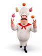 Chef playing with vegetables
