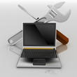 Photo en ligne au meilleur prix 3d illustration of laptop with screwdriver and wrench