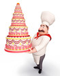 Chef holding a cake