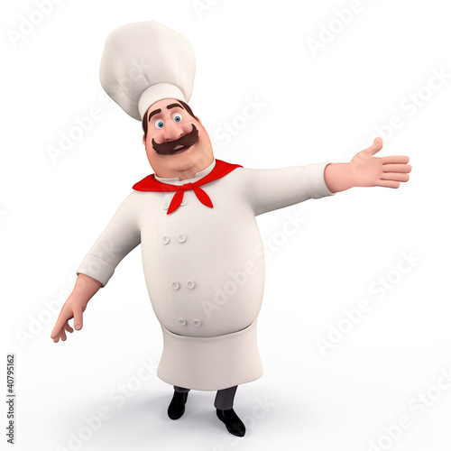 Illustration: Chef pointing towards blank Chef pointing towards blank