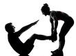 Foto: one couple man woman exercising workout fitness one couple man woman exercising workout fitness