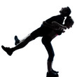 Foto: one couple man woman exercising workout fitness one couple man woman exercising workout fitness