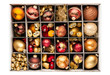 Christmas decorations in a box