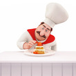 Chef decorating pastry