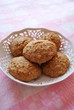 Homemade almonds cookies in white porcelain tray Homemade almonds cookies in white porcelain tray