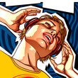 Girl with headphones template