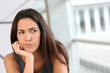 Portrait of girl with doubtful look on her face Portrait of girl with doubtful look on her face