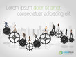 Business people over machine gear wheel. Cogwheel.
