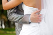 wedding couple hugging