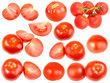 Slices and full ripe red fresh tomatoes