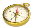 Compass. Brass Compass on white background.