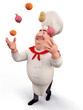 Chef playing with vegetables