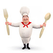 Happy chef with spoons