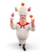 Chef playing with vegetables