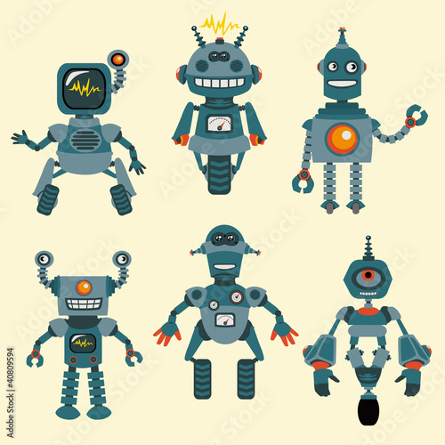 Vector: Cute little Robots Collection - in vector - set 1 Cute little Robots Collection - in vector - set 1