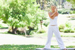 Woman doing her stretches in the park