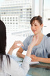 canvas print picture - Two business women chat in the office