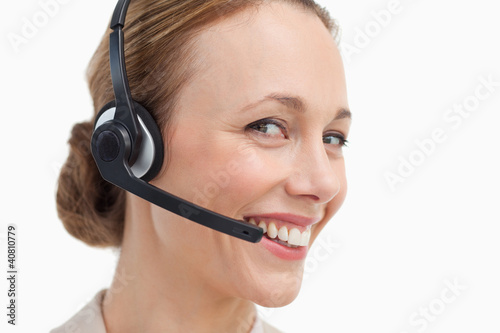 Photo: Portrait of a businesswoman with a headset Portrait of a businesswoman with a headset