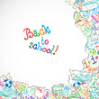 Background made of papers with colorful school symbols Background made of papers with colorful school symbols
