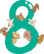number eight and 8 dogs