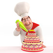 Chef decorating cake
