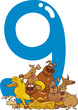 number nine and 9 dogs