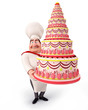Happy Chef holding a cake