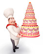Chef holding a cake