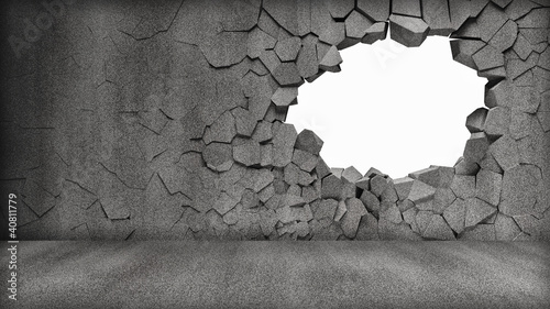Illustration: Grungy Broken Concrete Wall Grungy Broken Concrete Wall