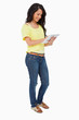 Latin student using a touch pad