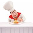 Chef decorating pastry