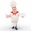 Happy chef with v card