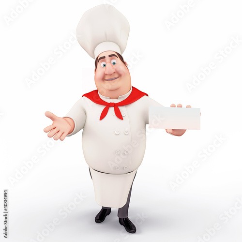 Photo: Happy chef with v card Happy chef with v card