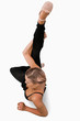 Overhead view of stretching dancer Overhead view of stretching dancer