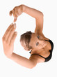Overhead view of stretching woman Overhead view of stretching woman