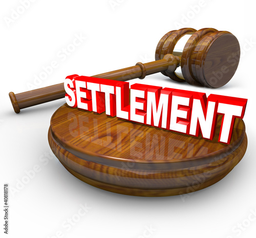 Illustration: Settlement Word Gavel Lawsuit Decision Settled Settlement Word Gavel Lawsuit Decision Settled