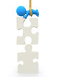 canvas print picture - 3D man assembling a puzzle